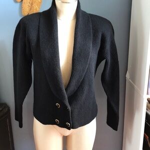 Vintage Diversity black lambswool & angora hair short cardigan Size petite/L